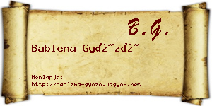 Bablena Győző névjegykártya